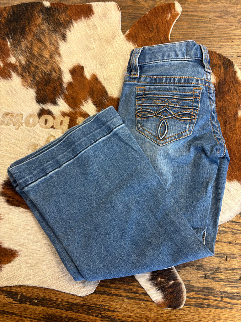 ROCK & ROLL GIRLS TROUSER JEANS RAISED BOOT STITCH