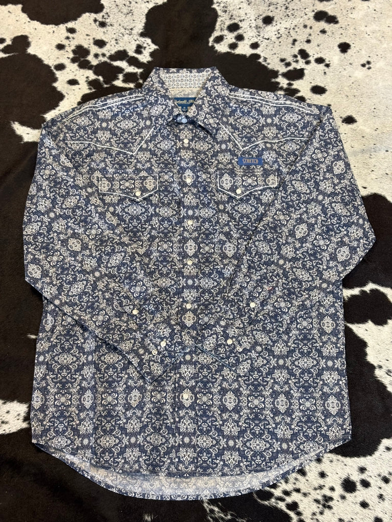 ROCK & ROLL MENS LS FANCY SNAP INDIGO