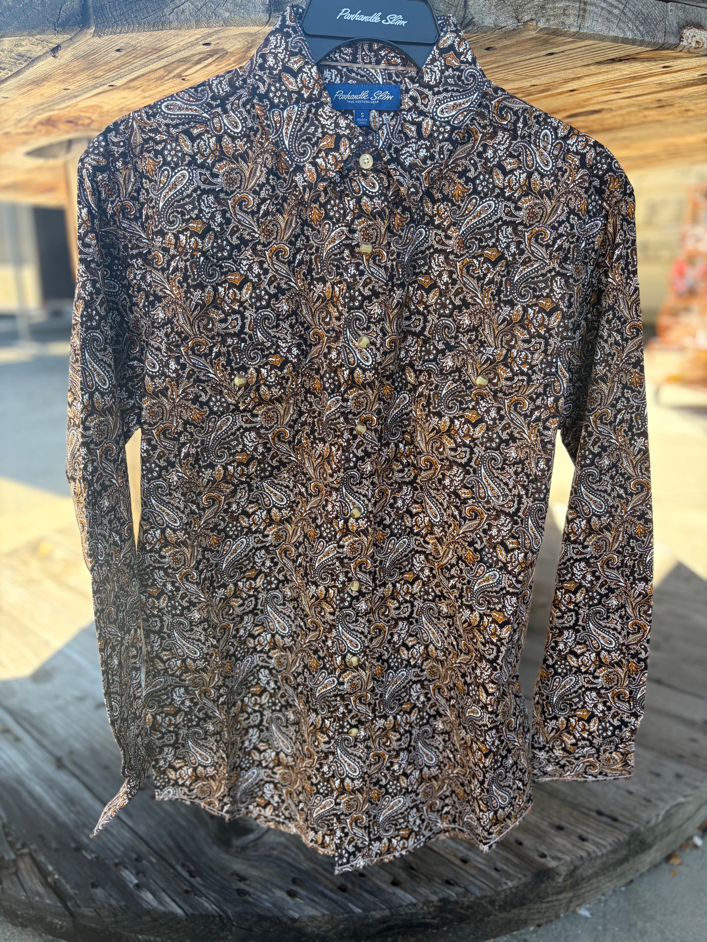 PANHANDLE SLIM MEN'S BROWN PAISLEY SNAP-RMN2510037