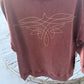 ROCK & ROLL WOMEN'S EMBROIDERED CREWNECK BOOTSTITCH-CHOCOLATE BW91T10013