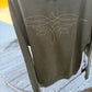 ROCK & ROLL WOMEN'S EMBROIDERED CREWNECK BOOTSTITCH-OLIVE BW91T10013