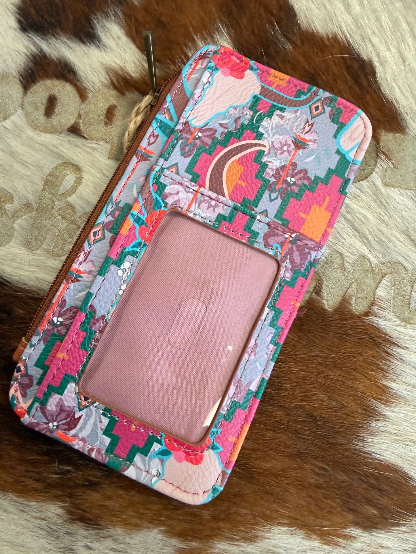 Catchfly Card Organizer Custom Tie Dye Effect Print-PINK SKULL