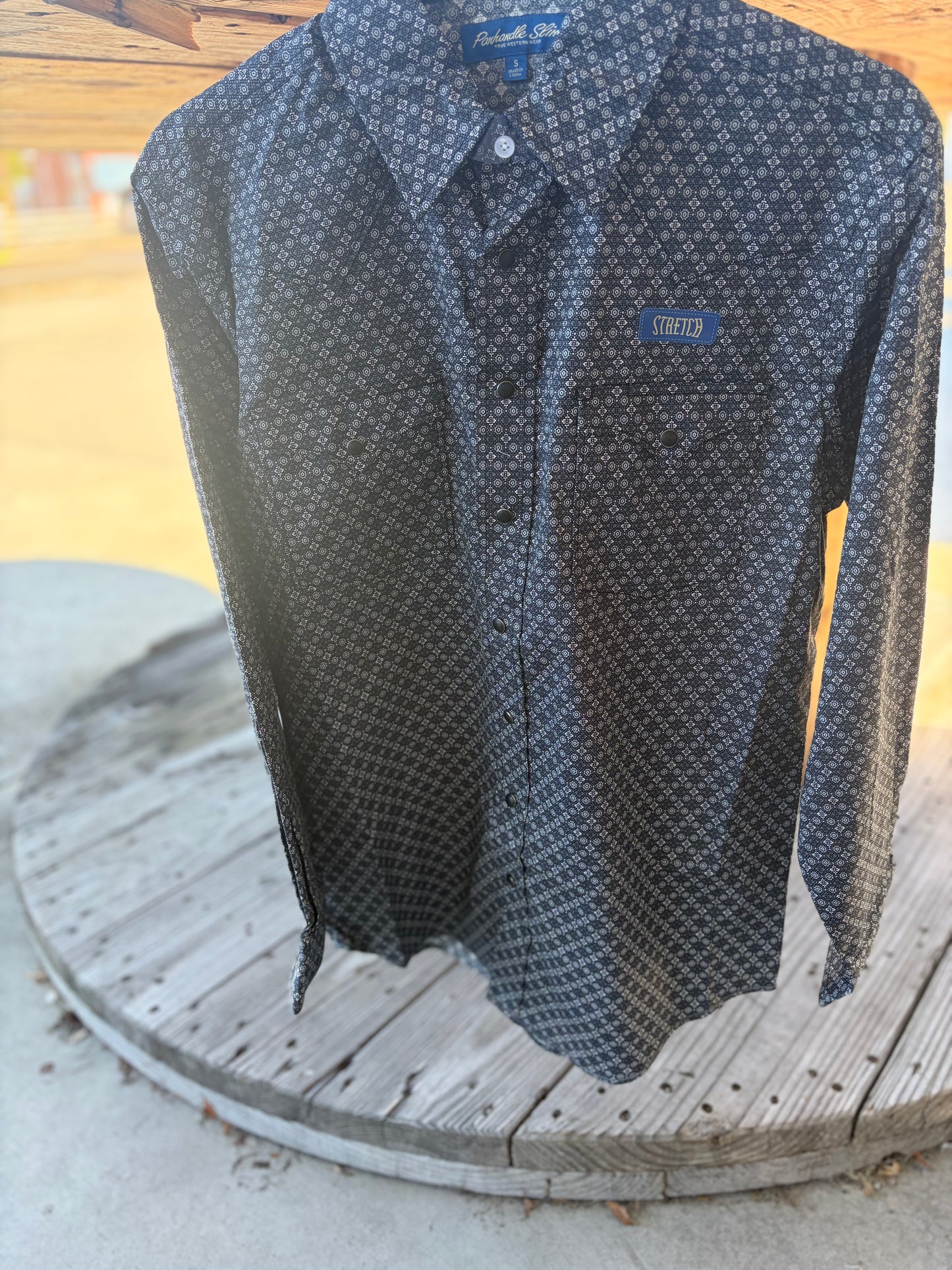 PANHANDLE SLIM MENS CHARCOAL MEDALLION PRINT L/S SNAP-RMN2510043
