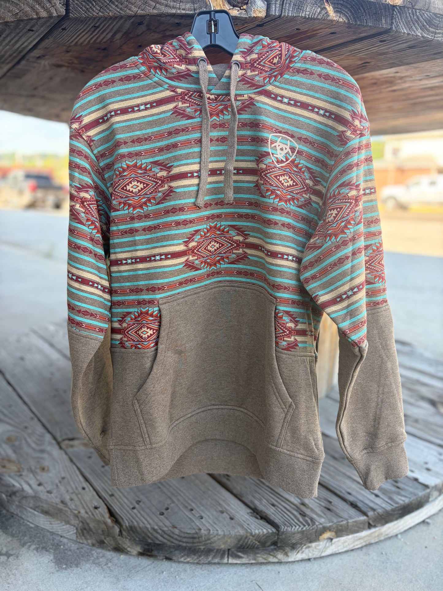 Ariat Men's Color Block Hoodie Dark Brindle Heather Southwest