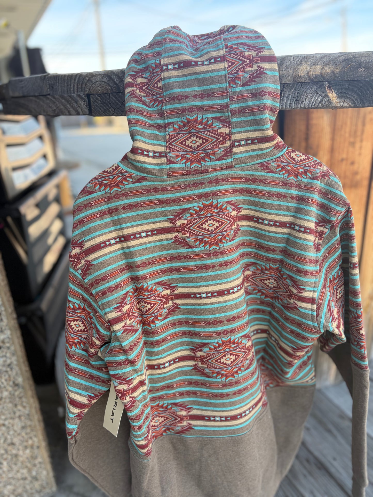 Ariat Men's Color Block Hoodie Dark Brindle Heather Southwest