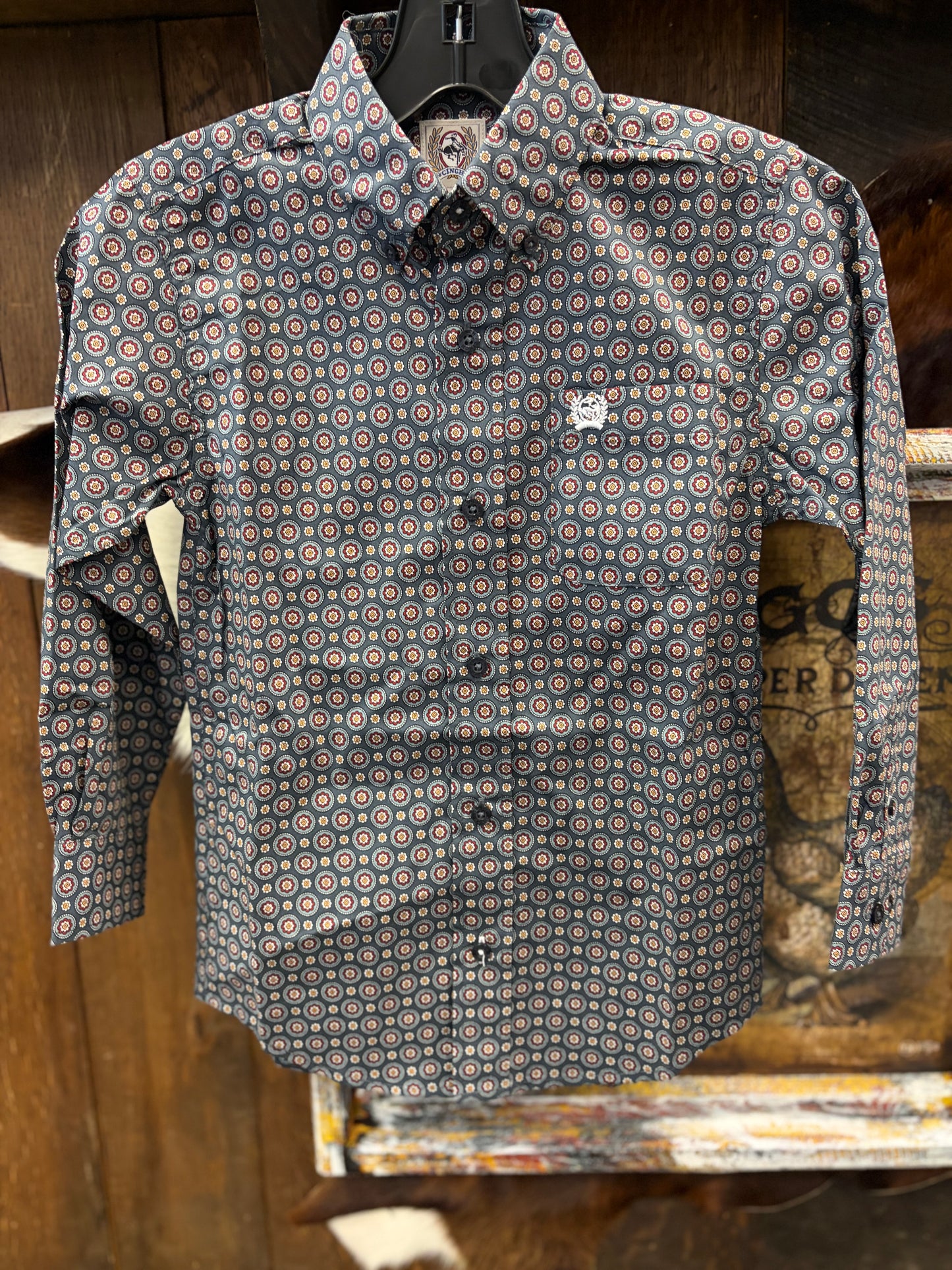 Cinch Boys Navy Long Sleeve Shirt