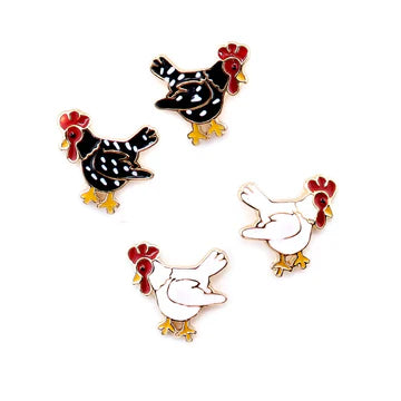 Enamel Chicken Earrings - Rhode Island (red,) Plymouth (black,) or Cornish (white)