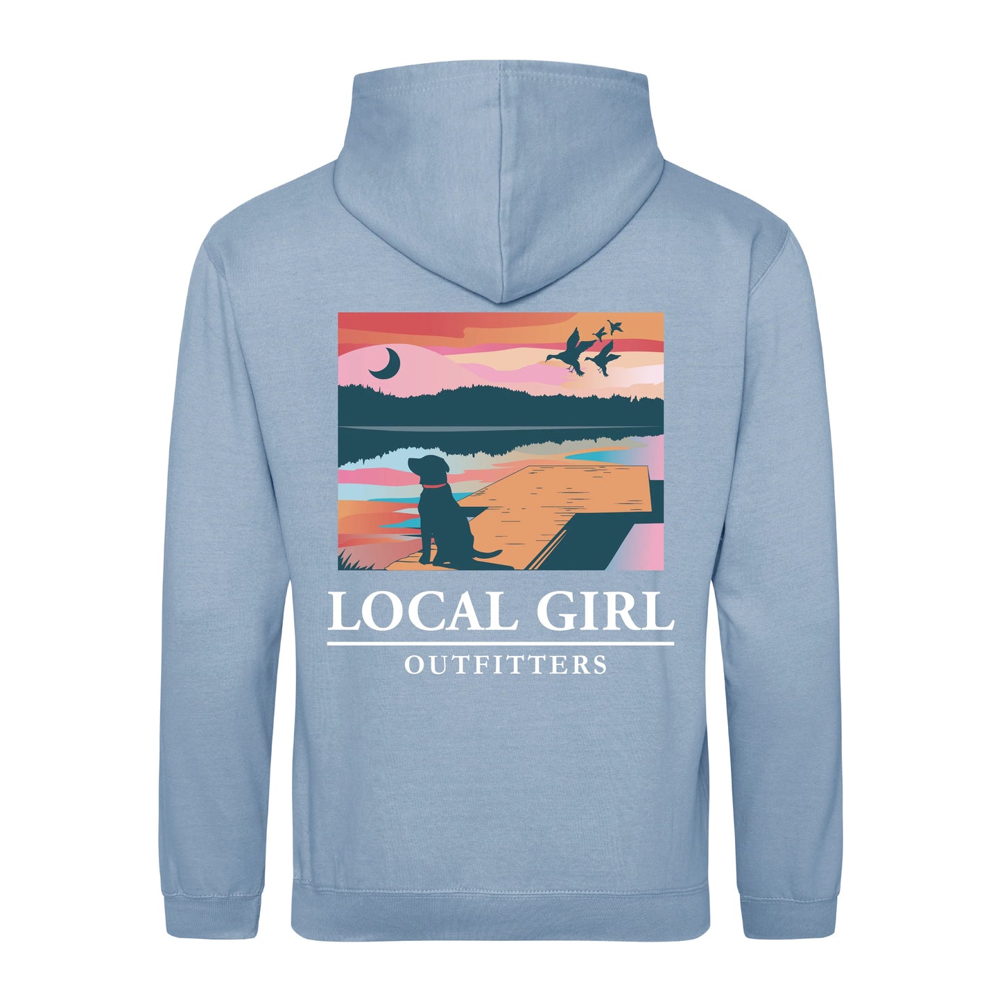 LOCAL GIRL Brushwood Hoodie - Lab on Dock Color: Sky Blue