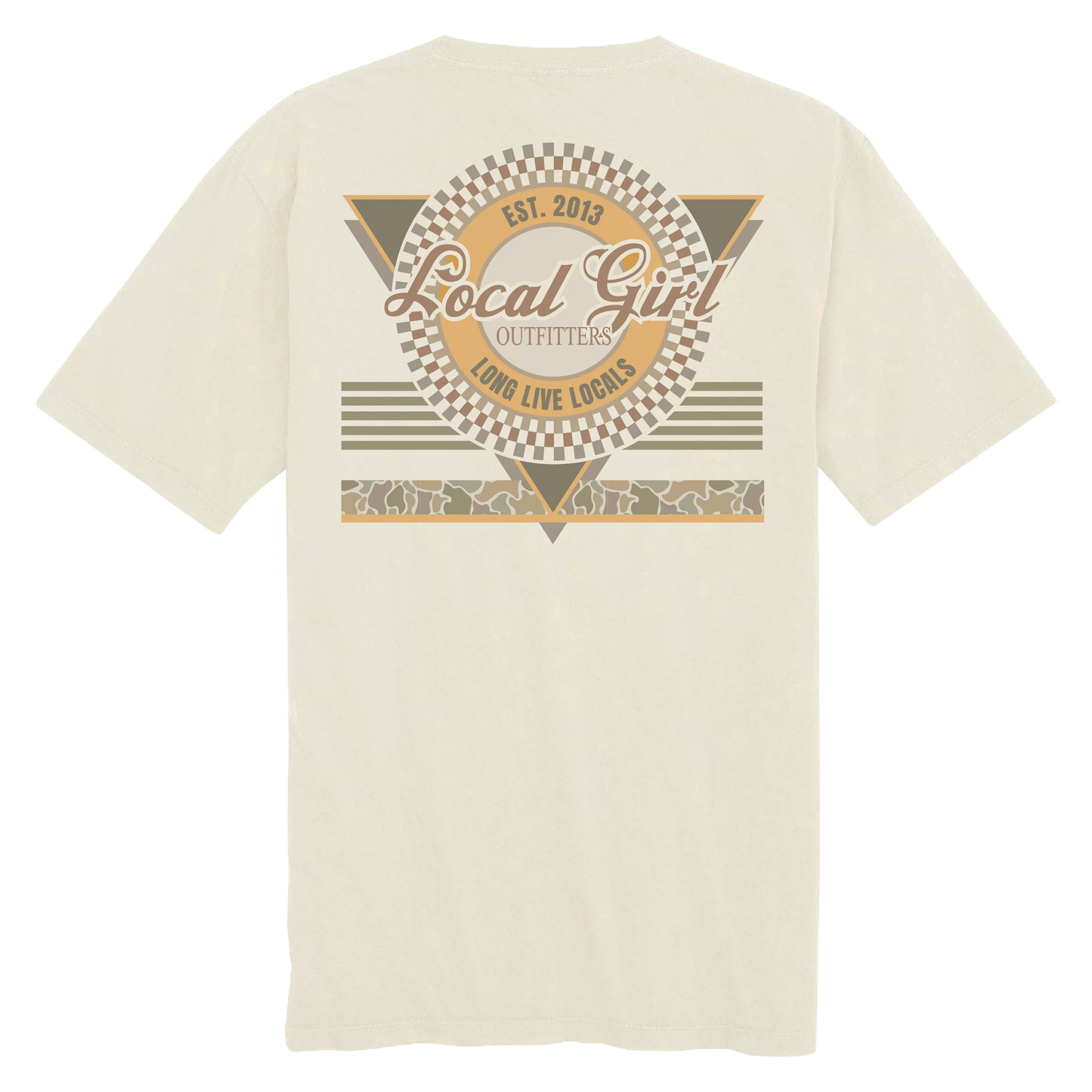 Local Girl Retro Triangle Forest Camo Desert T-Shirt