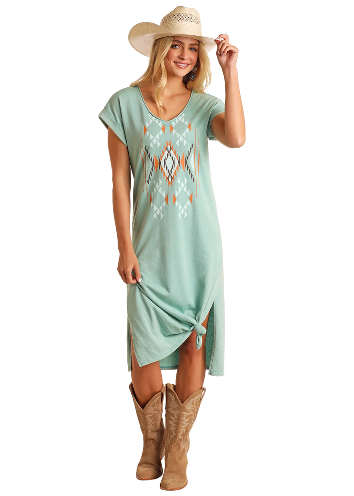 PANHANDLE WOMENS Short Sleeve Aztec T-Shirt Dress