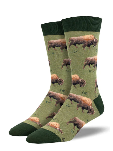 SOCK SMITH MEN'S "GRAZING BISON" SOCKS