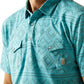 Ariat Men's Light Blue Southwest Print Retro Western Short Sleeve Snap Polo Shirt