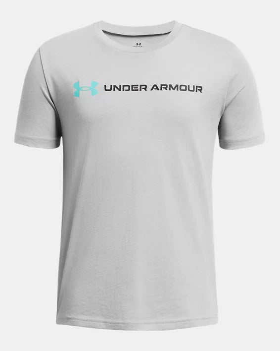 Under Armour Boys Logo Wordmark Short Sleeve Heather/Black