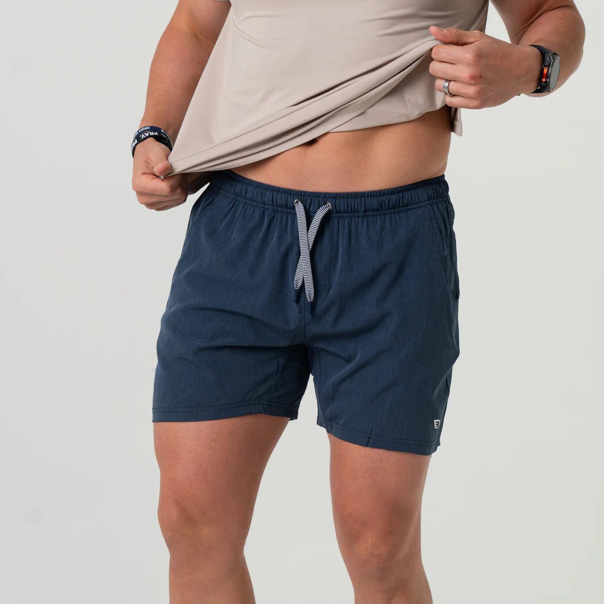 BURLEBO Athletic Short - Heather Navy - American Flag Liner