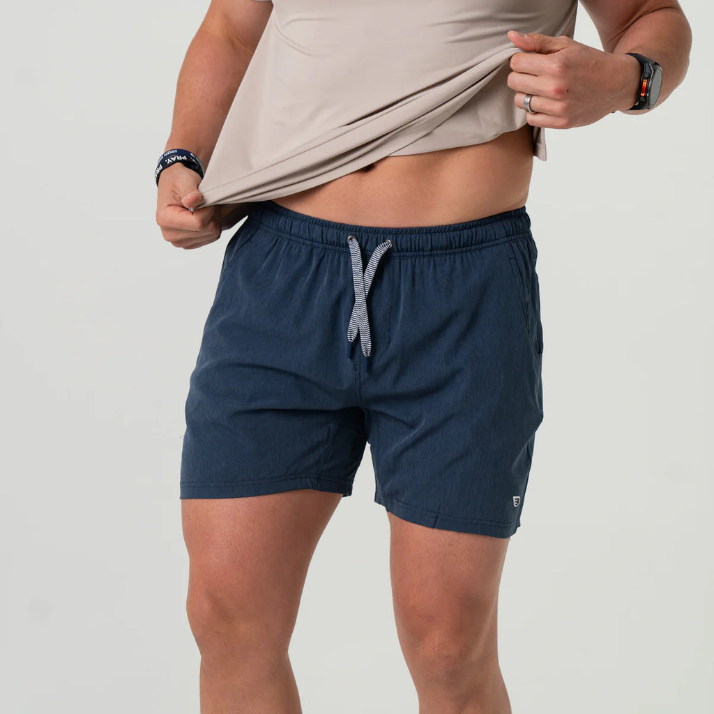 BURLEBO Athletic Short - Heather Navy - American Flag Liner