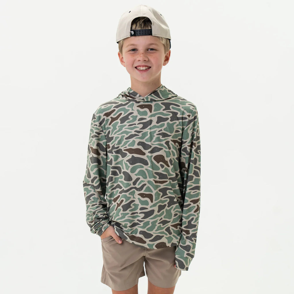 BURLEBO Youth Performance Hoodie - RETRO DUCK CAMO