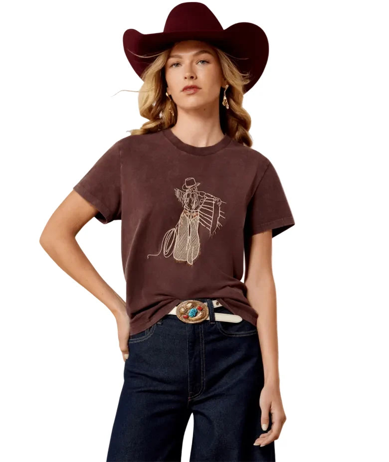 Ariat Women's Chocolate Plum Rebel w/ A Cause Short Sleeve Shirt