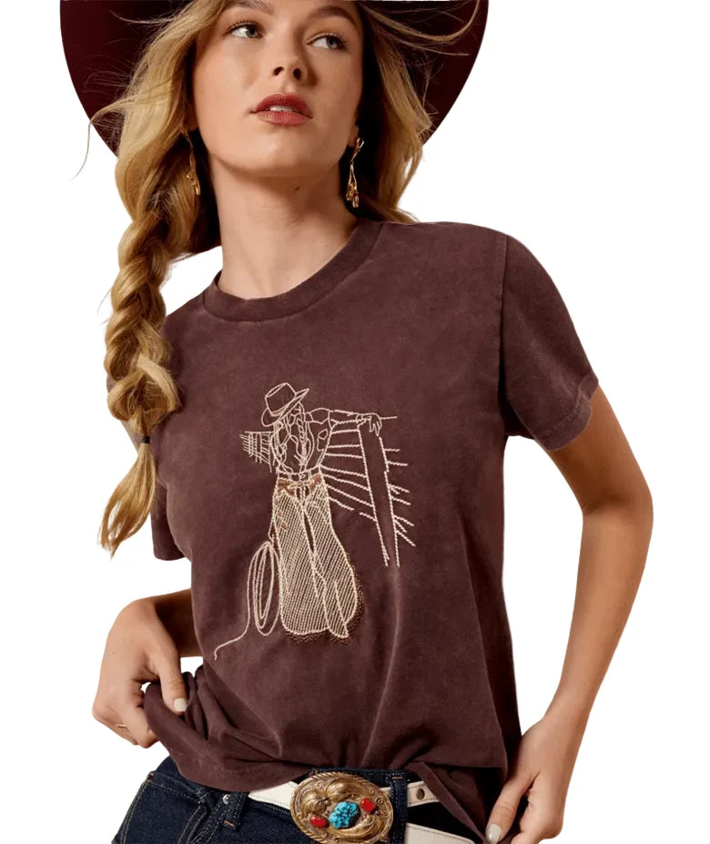 Ariat Women's Chocolate Plum Rebel w/ A Cause Short Sleeve Shirt