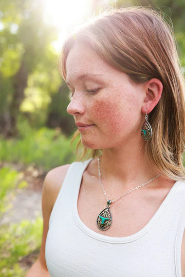 Aztec Tear Drop Steer Necklace