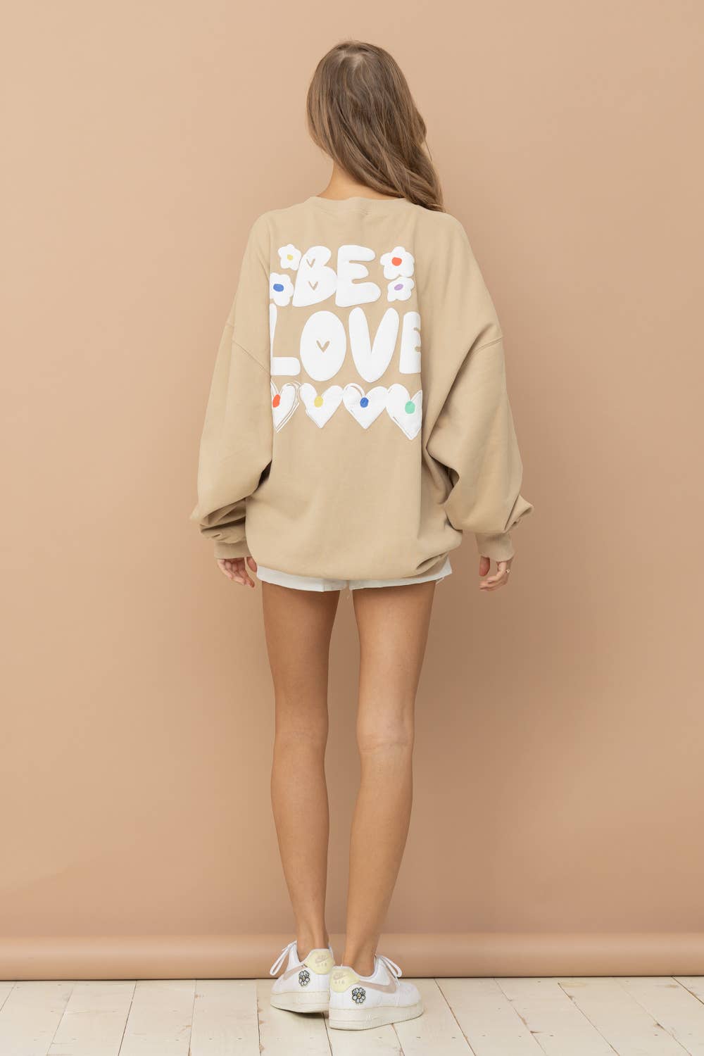 32372T - French Terry Graphic Pullover Sweatshirt: TAUPE / SMALL