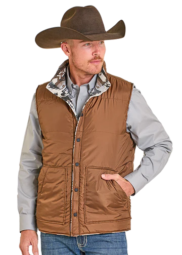 Panhandle Mens Aztec Reversible Vest-BM98C06716