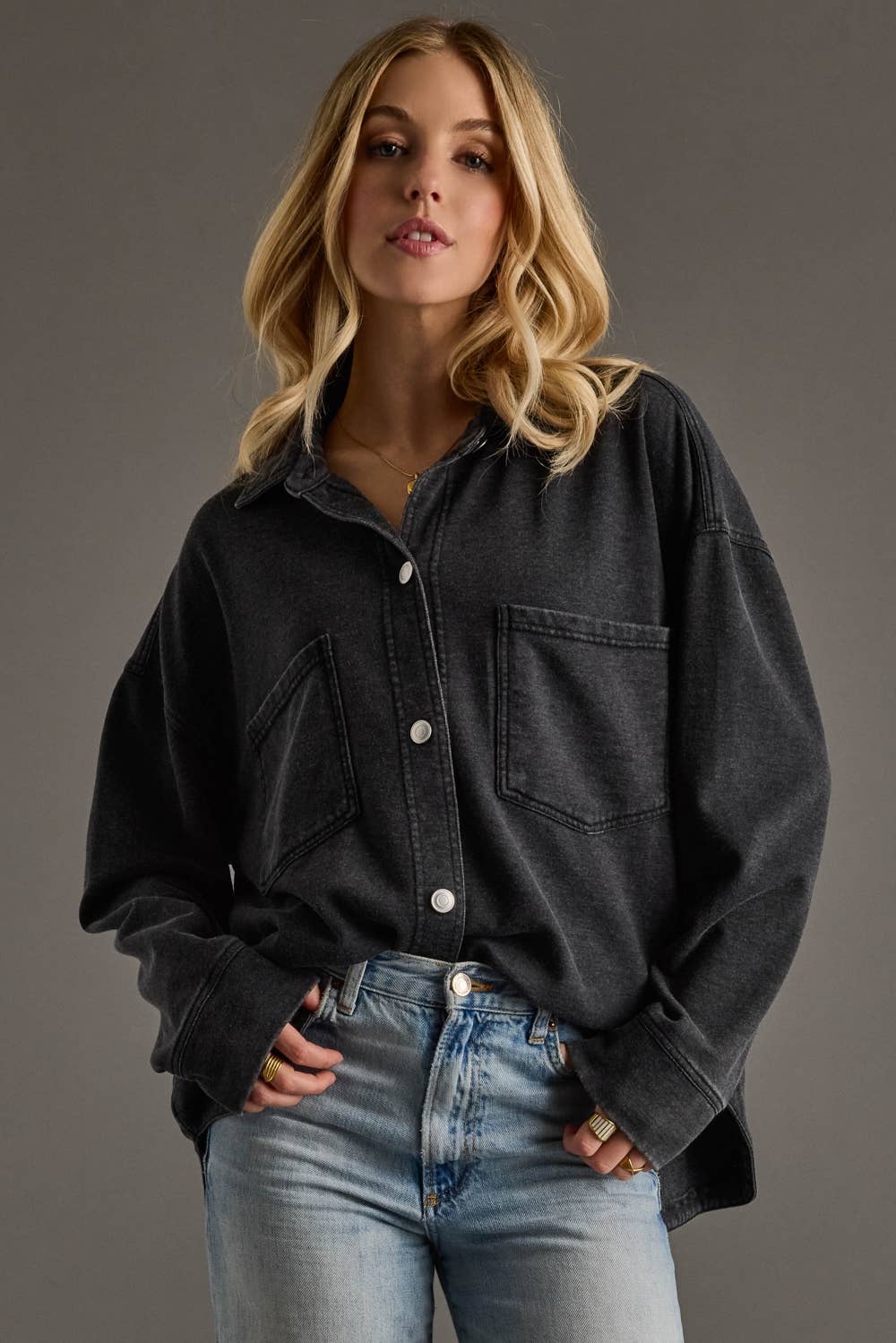 The Cori Black Super Soft Button Up