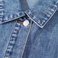 Ashleigh Blue Acid Wash Elastic Hem Button Up Denim Vest: Ashleigh Blue / 75%Cotton+25%Polyester / M