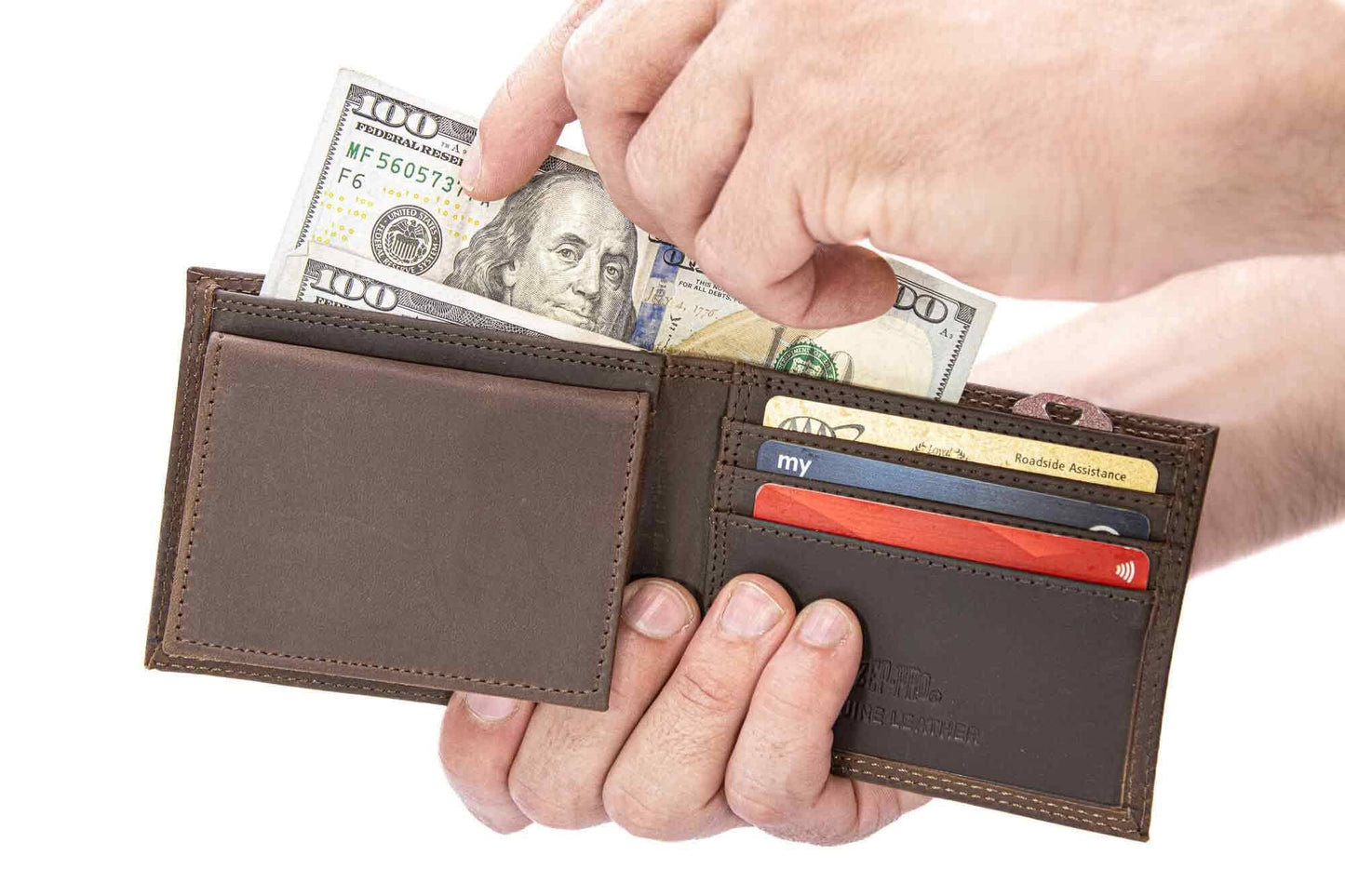 Bass Men's Bifold Woven Patch Leather Wallet.