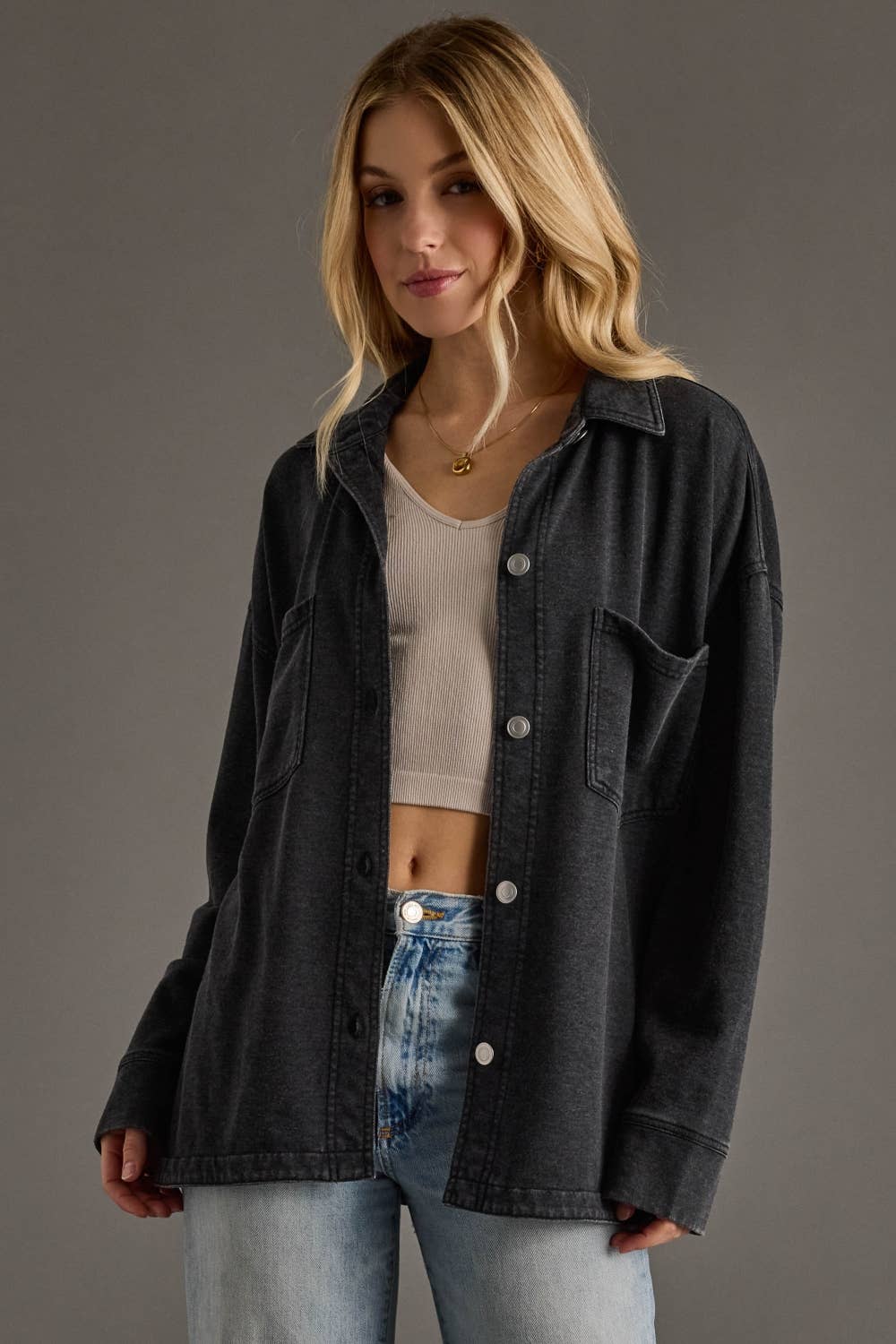 The Cori Black Super Soft Button Up