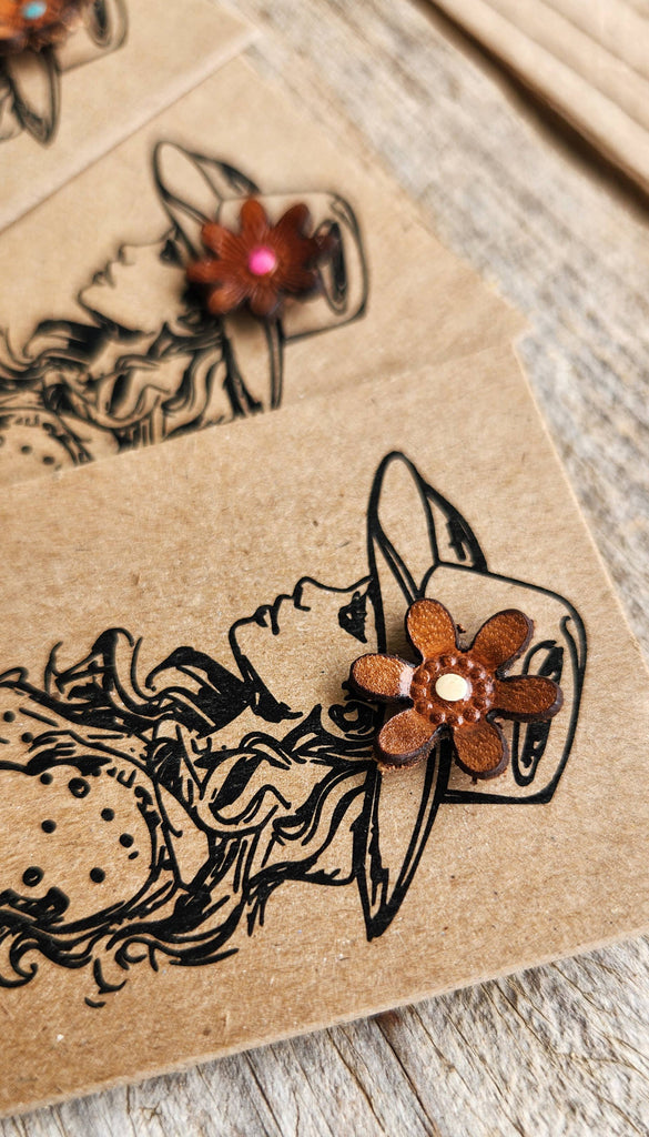 Hat Pin - Genuine Leather Flowers: Wildflower