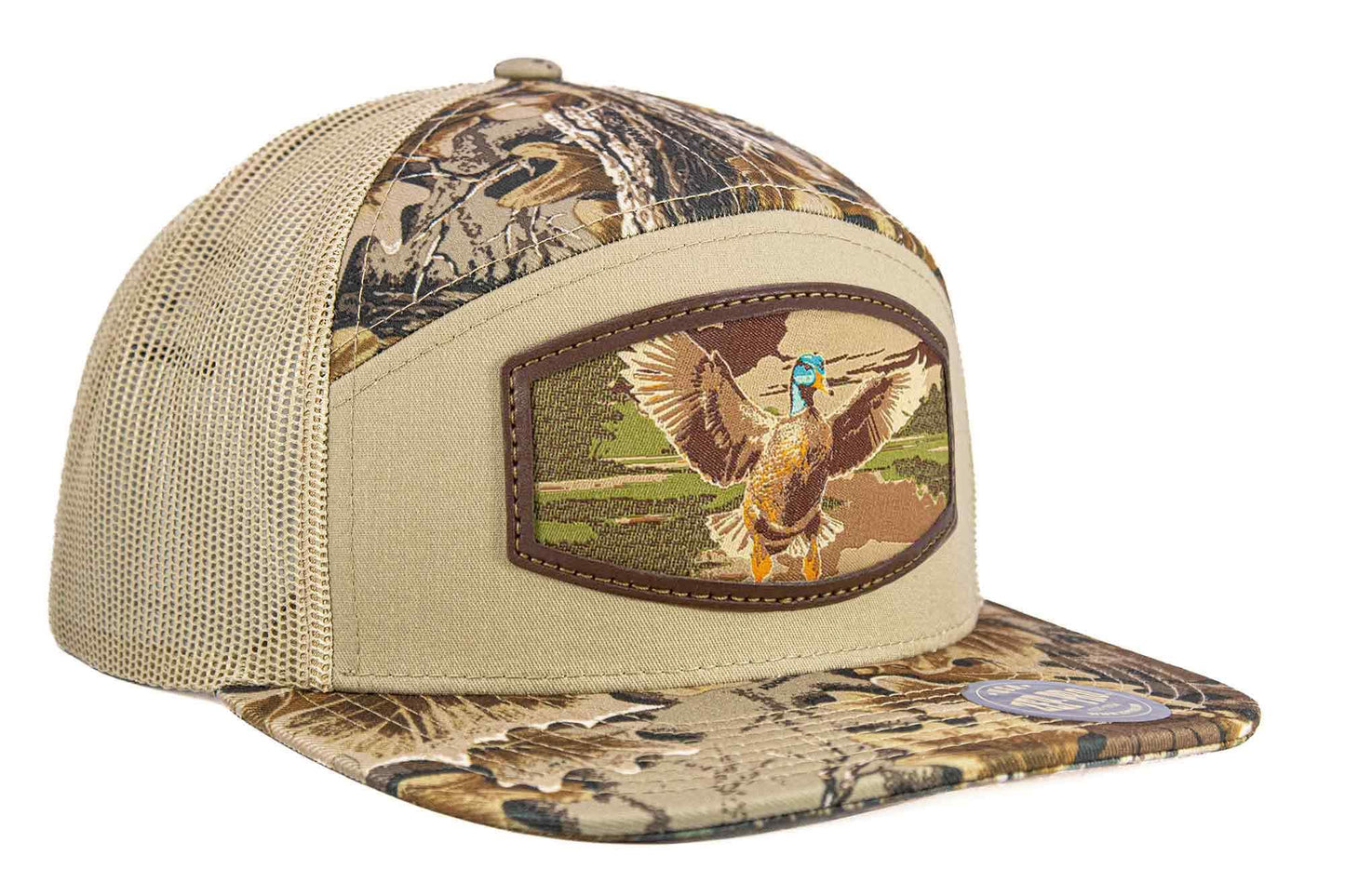 Mallard Woven Patch Old School Camo Hat.: OS Brown Camo