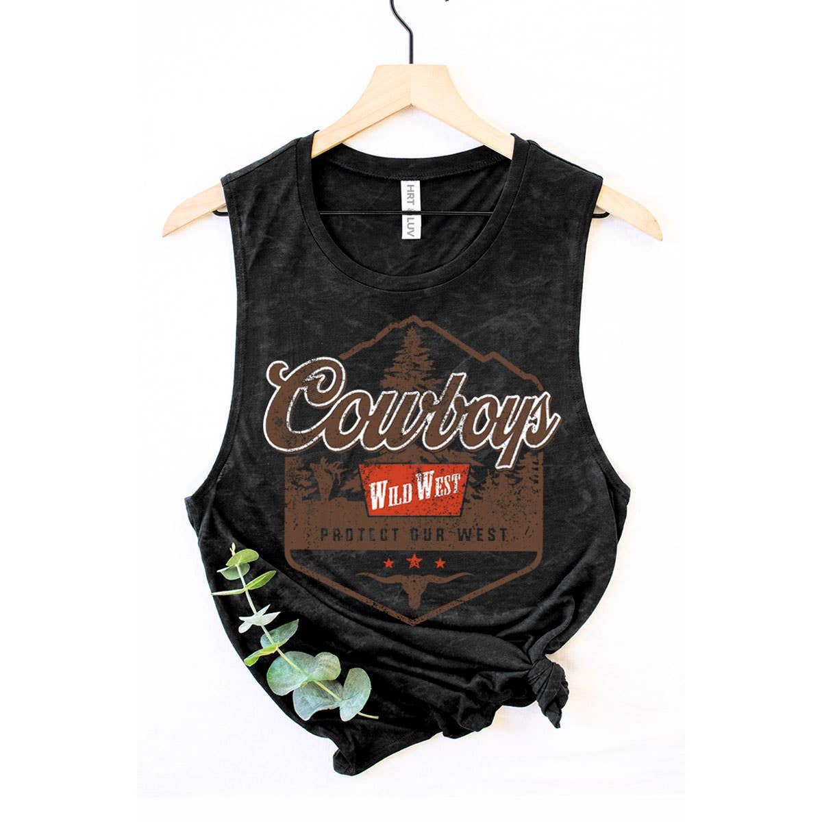 COWBOYS WILD WEST GRAPHIC TANK TOP: Mineral Black