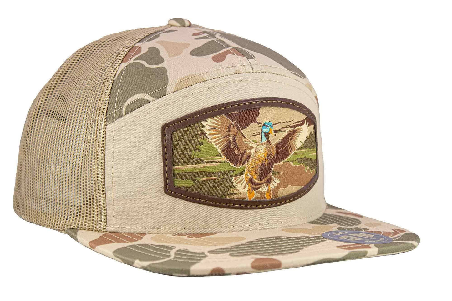 Mallard Woven Patch Old School Camo Hat.: OS Brown Camo