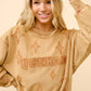 23244T - Distressed Vintage Washed Western Sweatshirt: TAUPE / S