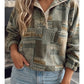 Western Print Fleece Pullover Casual Fit Sweatshirt
