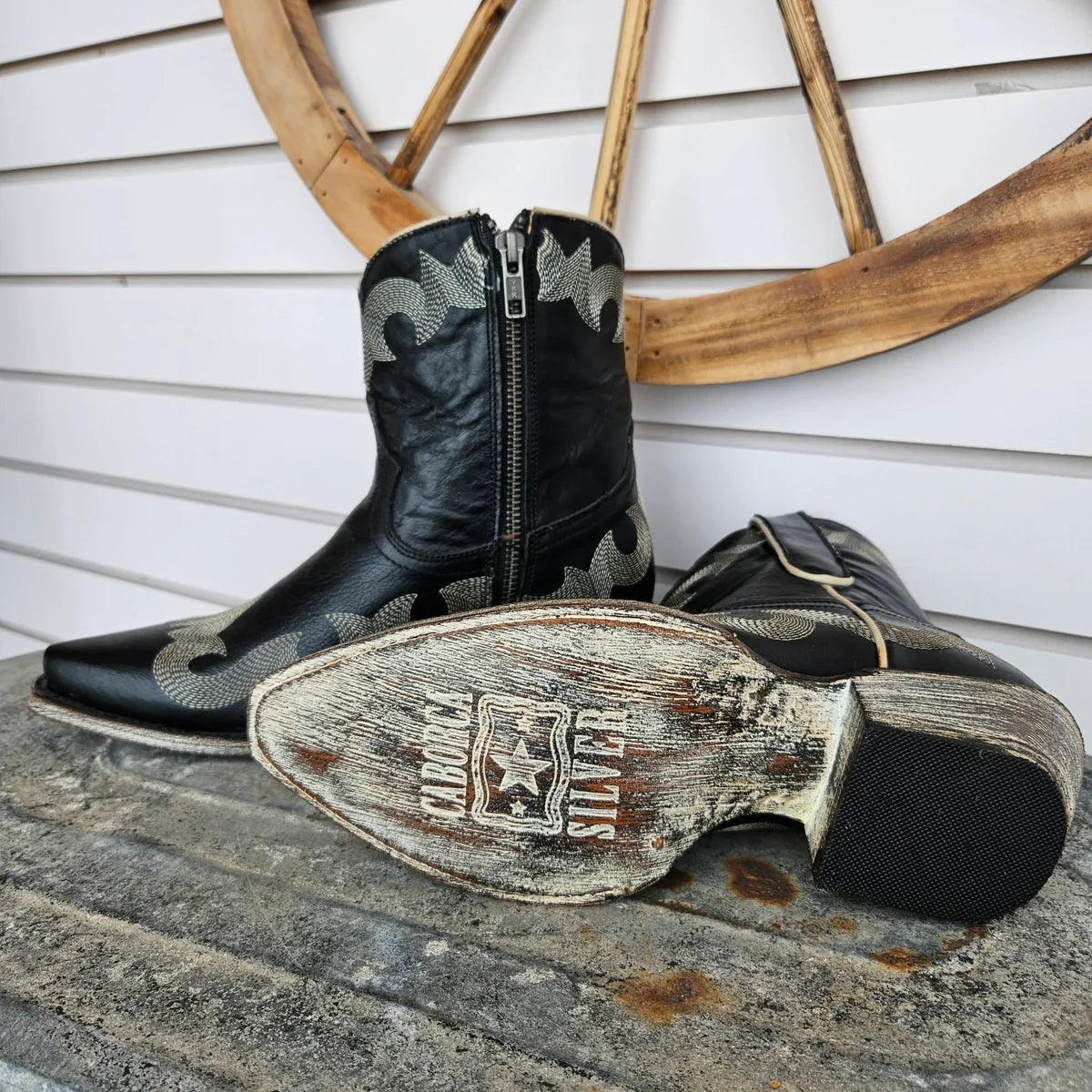 Caborca Silver Danny Leather Western Ankle Boot