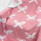 Pink and Cream Bow Luxury Blanket