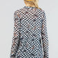 VALERIE WESTERN PRINT CHECKERS PRINT MESH TOP: IVORY/BLACK