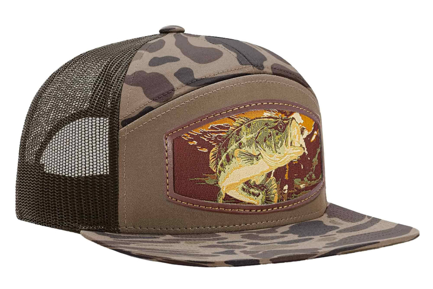 Bass Woven Patch Old School Camo Hat.: MOS Bottomland/Loden