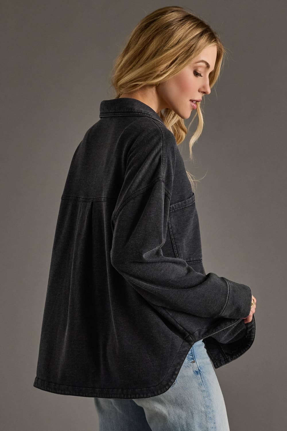 The Cori Black Super Soft Button Up