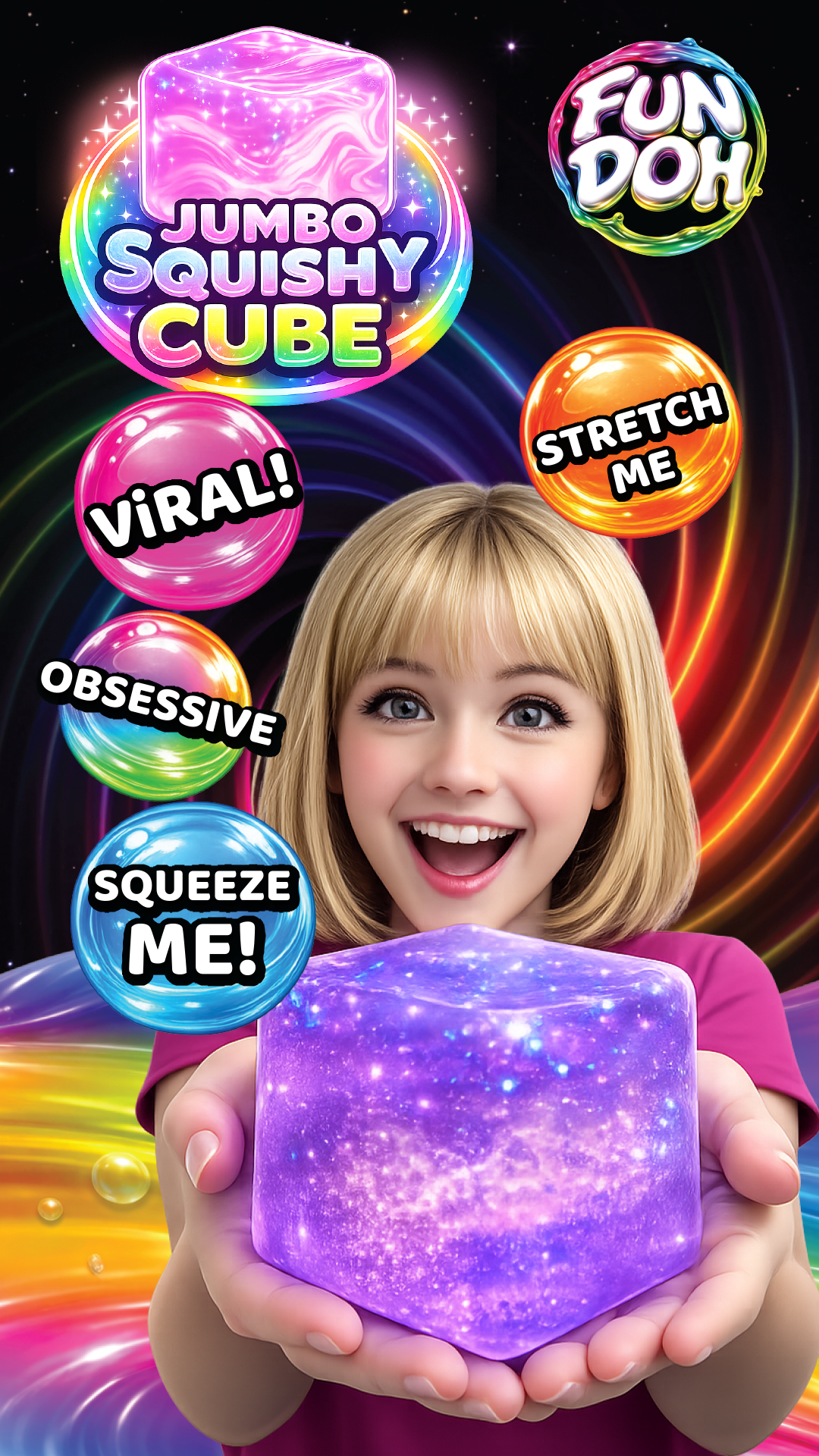 Fun Doh JUMBO Swirl Squishy Cube | Viral Assortment