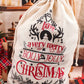 Christmas Santa Claus Drawstring Gift Sack Bag: White