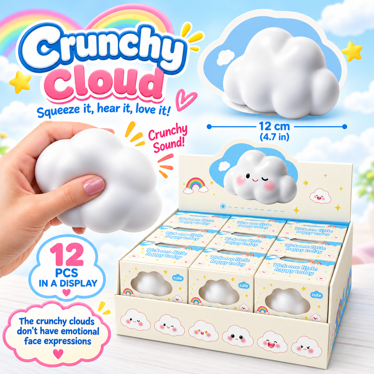Crunchy Cloud ASMR Squishy — 12 cm / 4.7 in