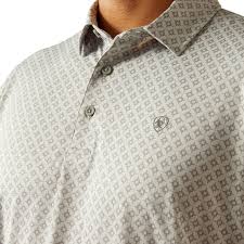 Ariat Men's 360 AirflowDark Gray Geo Vented Fabric Polo
