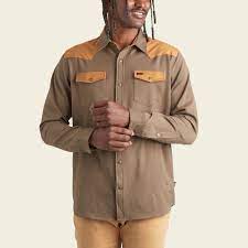 HOWLER BROS STOCKMAN STRETCH SNAPSHIRT DUCK BROWN