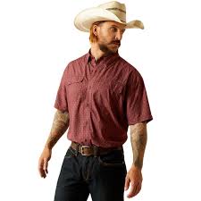 ARIAT MENS VENTTEK OUTBOUND SS RED MAHOGANY SHIRT