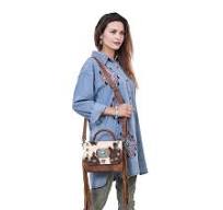American Darlin Women's Briefcase Leather Brown Handbag