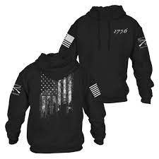 GRUNT STYLE MENS 1776 FLAG BLACK HOODIE