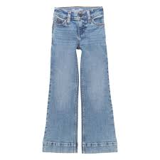 Wrangler Girl's Light Stone Wash Aisnely Mid Rise Retro Trouser Leg Jean