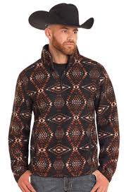 Rock & Roll Men's Brown Aztec Quarter Zip Berber Pullover